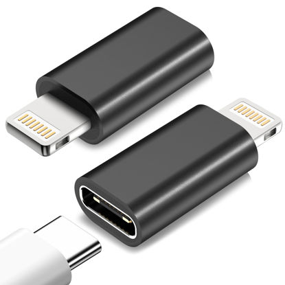 Picture of FQSH USB C to Lightning Adapter-2 Pack USB C Female to Lightning Male Adapter, 27W PD Fast Charging for iPhone 14/13/12/11/8/XS/XR/SE/Pro Max Ipad Air Mini Type,Support Data Transmission,Black