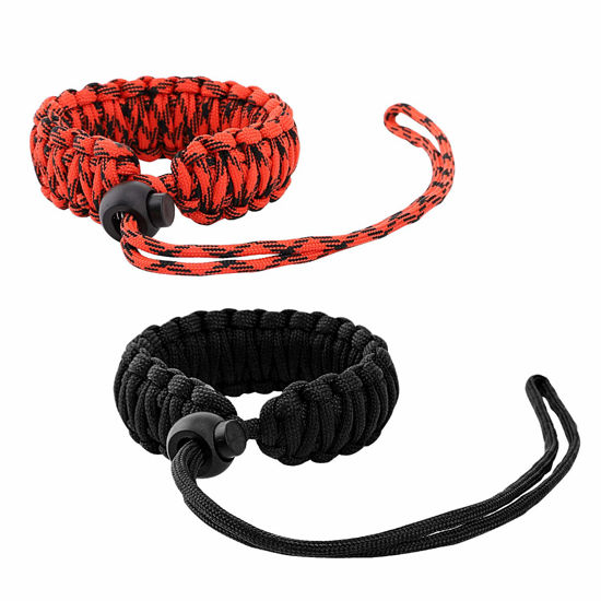 Picture of MoKo Universal Paracord Camera Wrist Strap Lanyard - [2 Pack] Nylon Braided Adjustable Camera Hand Grip Strap for Nikon/Canon/Sony/Minolta/Panasonic All DSLR/Digital Cameras, Black & Red/Black