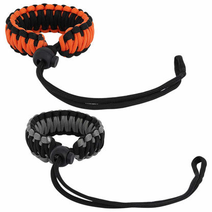 Picture of MoKo Universal Paracord Camera Wrist Strap Lanyard - [2 Pack] Nylon Braided Adjustable Camera Hand Grip Strap for Nikon/Canon/Sony/Minolta/Panasonic All DSLR/Digital Cameras,Black Orange&Black Gray