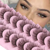 Picture of wiwoseo Eyelashes Natural Wispy Fluffy Faux Mink Lashes Extension Styles 3D Effect 16MM False Eyelashes Fluffy Volume Lightweight Reusable 10 Pairs Pack