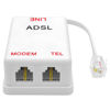 Picture of NECABLES DSL Filter Splitter for Phone Line and Modem 6 Inductors Version RJ11 6P2C 1 Male to 2 Females White