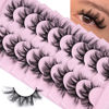 Picture of Mink Lashes Faux Cat Eye Natural Look Eyelashes Wispy D Curl Fluffy False Eyelashes 6D Volume Crisscross Soft Handmade Fake Eyelashes Russian Strip Lashes Pack