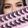 Picture of Mink Lashes Faux Cat Eye Natural Look Eyelashes Wispy D Curl Fluffy False Eyelashes 6D Volume Crisscross Soft Handmade Fake Eyelashes Russian Strip Lashes Pack