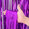 Picture of Voircoloria 3 Pack 3.3x8.2 Feet Purple Foil Fringe Backdrop Curtains, Tinsel Streamers Birthday Party Decorations, Fringe Backdrop for Graduation, Baby Shower, Gender Reveal, Disco Party