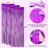 Picture of Voircoloria 3 Pack 3.3x8.2 Feet Purple Foil Fringe Backdrop Curtains, Tinsel Streamers Birthday Party Decorations, Fringe Backdrop for Graduation, Baby Shower, Gender Reveal, Disco Party