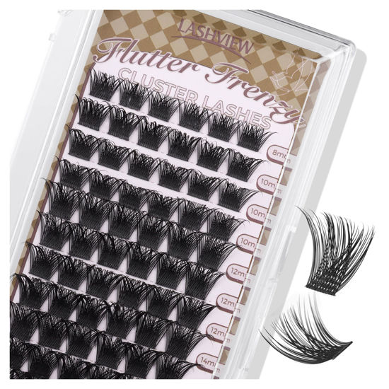 Picture of LASHVIEW Lash-Extension-Clusters 72pcs D Curl Lash Clusters Natural Look Cluster Lashes Extensions Super Thin Band & Soft Lashes Reusable 8-16mm MIX (56D)