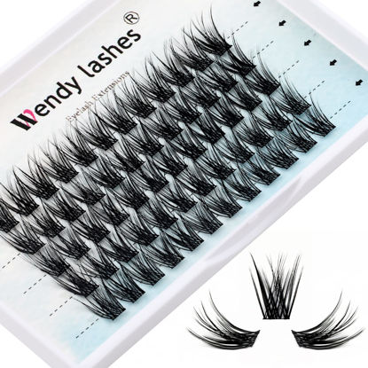 Picture of Cluster Eyelashes Individual Lashes Mink 12-18mm Volume Cluster Lashes Extensions Soft Bond 3D Effect Wispy Individual Cluster Eyelash Extensionss by WENDY LASHES(13mm)