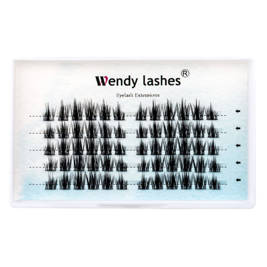 Picture of Cluster Eyelashes Individual Lashes Mink 12-18mm Volume Cluster Lashes Extensions Soft Bond 3D Effect Wispy Individual Cluster Eyelash Extensionss by WENDY LASHES(12mm)