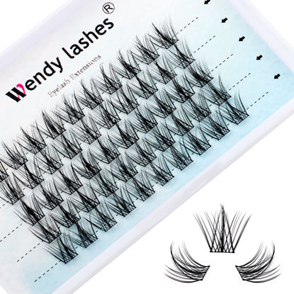 Picture of DIY Eyelash Extension Clusters Lashes 3D Volume Effect D Curl Wide Stem Individual Lash Clusters Reusable Artificial Fluffy Wispy False Eyelashes Set for Home Eyelash Extensions (0.07-D-12mm)