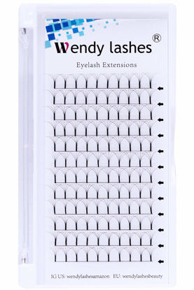 Picture of 5D Lash Extensions C Curl 15mm Premade Volume Eyelash Extensions .07 Long Stem Premade Lash Fans Volume Lashes Supplies by WENDY LASHES (5D-0.07-C, 15mm)