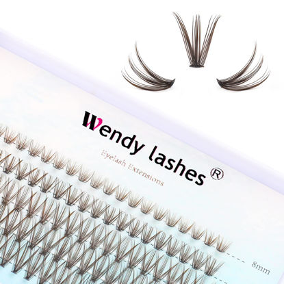 Picture of Individual Lashes 20 Root 8-16mm Brown Cluster Eyelashes D Curl 0.07mm Eyelash Extension Soft Lightweight Professional Makeup Handmade Individual Cluster Eye Lashes (Cluster Lashes-Brown-20D, 8-16mm Mixed)