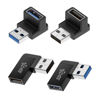 Picture of Xsusmdom 90 Degree USB 3.0 Male to Female Adapter, (4 Pack) Up and Down & Left and Right Angle USB A Extender Connector for PC, Laptop, Hard Drive, Keyboard, USB A Charger, Power Bank