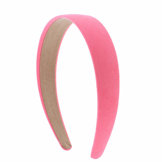 Picture of Motique Accessories 1 Inch Wide Suede Like Headband Solid Hair band for Women and Girls (Neon Pink)