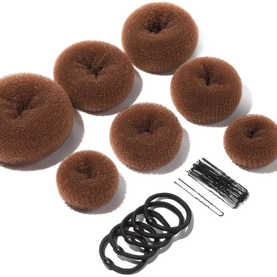 Picture of Teenitor Hair Bun, Bun Maker, Hair Donuts for Buns, Ballet Bun Maker for Kids,7pcs, Light Brown