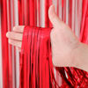 Picture of Voircoloria 3 Pack 3.3x8.2 Feet Red Foil Fringe Backdrop Curtains, Tinsel Streamers Birthday Party Decorations, Fringe Backdrop for Graduation, Baby Shower, Gender Reveal, Disco Party