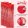 Picture of Voircoloria 3 Pack 3.3x8.2 Feet Red Foil Fringe Backdrop Curtains, Tinsel Streamers Birthday Party Decorations, Fringe Backdrop for Graduation, Baby Shower, Gender Reveal, Disco Party