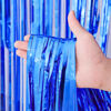 Picture of Voircoloria 3 Pack 3.3x8.2 Feet Blue Foil Fringe Backdrop Curtains, Tinsel Streamers Birthday Party Decorations, Fringe Backdrop for Graduation, Baby Shower, Gender Reveal, Disco Party