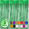 Picture of Voircoloria 3 Pack 3.3x8.2 Feet Green Foil Fringe Backdrop Curtains, Tinsel Streamers Birthday Party Decorations, Fringe Backdrop for Graduation, Baby Shower, Gender Reveal, Disco Party