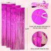 Picture of Voircoloria 3 Pack 3.3x8.2 Feet Pink Foil Fringe Backdrop Curtains, Tinsel Streamers Birthday Party Decorations, Fringe Backdrop for Graduation, Baby Shower, Gender Reveal, Disco Party