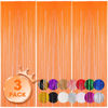 Picture of Voircoloria 3 Pack 3.3x8.2 Feet Orange Foil Fringe Backdrop Curtains, Tinsel Streamers Birthday Party Decorations, Fringe Backdrop for Graduation, Baby Shower, Gender Reveal, Disco Party