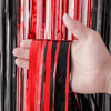 Picture of Voircoloria 3 Pack 3.3x8.2 Feet Red and Black Foil Fringe Backdrop Curtains, Tinsel Streamers Birthday Party Decorations, Fringe Backdrop for Graduation, Baby Shower, Gender Reveal, Disco Party