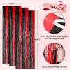 Picture of Voircoloria 3 Pack 3.3x8.2 Feet Red and Black Foil Fringe Backdrop Curtains, Tinsel Streamers Birthday Party Decorations, Fringe Backdrop for Graduation, Baby Shower, Gender Reveal, Disco Party