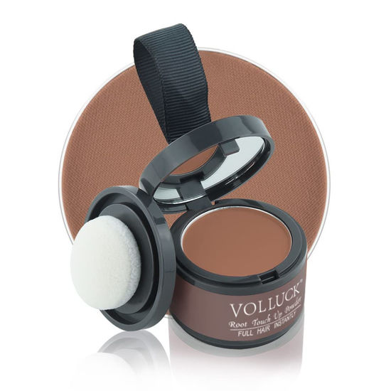 Picture of VOLLUCK Root Touch Up Hair Powder Root Cover Up Hairline Shadow Powder Stick, Root Touch Up Dark Brown for Thinning Hair for Women and Men, Bald Spots, Eyebrows, Beard Line, Auburn