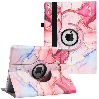 Picture of New Case for iPad 9.7 inch 2018 2017/ iPad Air 2 Case - 360 Degree Rotating Stand Protective Cover Smart Case with Auto Sleep/Wake for Apple iPad 5th/6th Generation (Marble Pink)