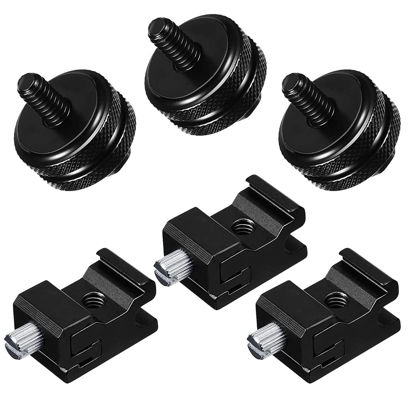 Picture of SLOW DOLPHIN 6 Pieces 1/4 Inch Hot Shoe Mount Adapter and 1/4"-20 Screw Thread Cold Shoe Flash Stand Adapter for DSLR Camera Rig, Camera Flash Shoe Mounts for Tripod