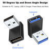 Picture of AreMe 90 Degree USB 3.0 Adapter 2 Pack, Up and Down Angle USB A Male to Female Converter Extender for PC, Laptop, USB A Charger, Power Bank and More (Black)