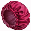 Picture of Satin Bonnet Silk Bonnet for Curly Hair Bonnet Braid Bonnet for Sleeping Bonnets for Women Large Double-Layer Adjustable Wine Red