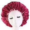 Picture of Satin Bonnet Silk Bonnet for Curly Hair Bonnet Braid Bonnet for Sleeping Bonnets for Women Large Double-Layer Adjustable Wine Red