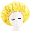 Picture of Satin Bonnet Silk Bonnet for Curly Hair Bonnet Braid Bonnet for Sleeping Bonnets for Women Large Double-Layer Adjustable Yellow