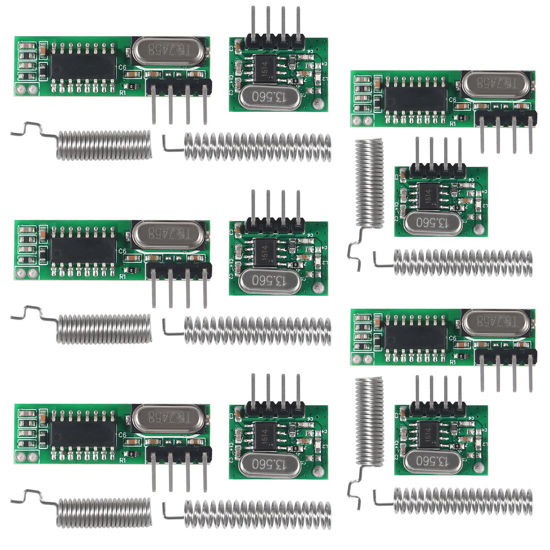 Picture of D-FLIFE 5pcs 433mhz Wireless RF Transmitter and Receiver with Antenna Ask Remote Control Module DIY Kit for Arduino