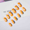 Picture of RikView Almond Press on Nails Medium Fake Nails Orange & Blue Stick on Nails with Swirls Design