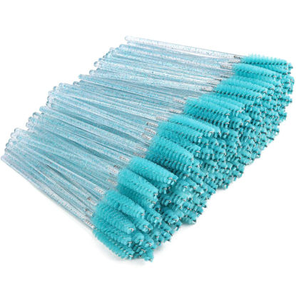 Picture of Tbestmax 300 Disposable Mascara Wands Eye Lash Brush Spoolies for Eyebrow/Eyelash Extension Blue