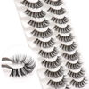 Picture of Veleasha Russian Strip Lashes with Clear Band Looks Like Eyelash Extensions D Curl Lash Strips 10 Pairs Pack (DT08)