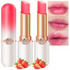 Picture of evpct 2Pcs Strawberry Tinted Lip Balms PH Lip Color Changing Lipstick Balm Stain Gift Set Queen for Women Girls Korean Mood Long Lasting Color Change Light Pink Lipstick Lip Tint Plumper Gloss