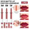 Picture of evpct 3Pcs Wine berry red Warm pink Plum Purple Matte Lipstick and Lip Crayon Stick Liner Pencil Set Sharpener Waterproof Long Lasting 24 Hour Lipstick labiales mate 24 horas originales 4&5&12