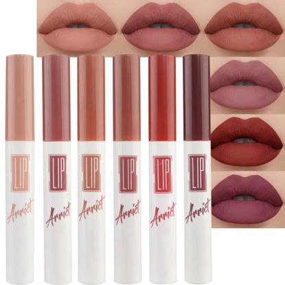 Picture of evpct 6Pcs Matte Liquid Lipstick Set labiales mate 24 horas originales matte larga duracion 24 Dark Red Nude Orange Mauve Purple Stay on Matte Lipstick Long Lasting 24 Waterproof Permanent Lipsticks 2