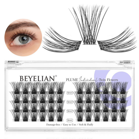 Picture of Cluster Lashes, DIY Eyelash Extension Individual False Eyelashes Extension Natural Look Reusable Glue Bonded Black Super Thin Band 48 Lash Clusters by BEYELIAN (Style 3 0.07 16mm Black Band)