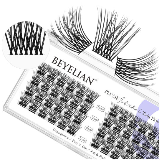 Picture of BEYELIAN DIY Eyelash Extension,Cluster Lashes Individual False Eyelashes Extension Natural Look Reusable Glue Bonded Super Thin Clear Band 48 Lash Clusters (Style3 0.07 12mm Clear Band)