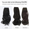 Picture of SARLA Black Hair Extensions Invisible Wire for Women Wavy Curly Long Synthetic Hair Pieces 18 Inch Adjustable Transparent Headband No Clip