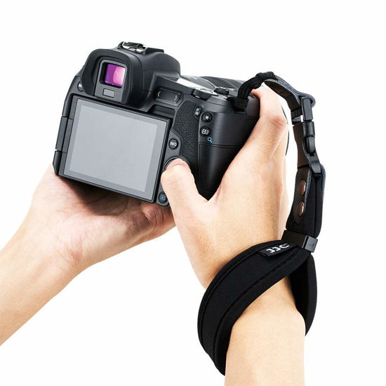 Picture of JJC DSLR Camera Wrist Strap, Soft Neoprene Hand Strap for Canon EOS R5 R6 90D 80D 6D Mark II Rebel T8i T7 T7i SL3 Nikon D7500 D7200 D5600 D3500 Sony A7 IV A7 III A7R V A7R III Fujifilm X-T5 X-T4 & More