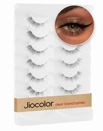 Picture of Jiocolor Cat Eye Lashes Natural Look D Curly False Eyelashes Fluffy Fauk Mink Lashes Multi-layers Faux Mink Eyelashes Wispy fake Lahses Pack 7 Pairs Pairs