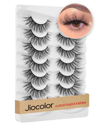 Picture of Jiocolor False Eyelashes Fluffy Lashes 14mm Dramatic Long Eyelashes Wispy Natural Look Lashes Soft Faux Mink Eyelashes 3D 6D Lashes 7 Pairs Lashes Fake lashes Pack X27 Texture Lashes