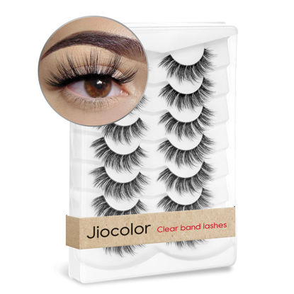 Picture of Manga lashes False lashes Pack Natural Look Eyelashes Wispy Lashes 7 Pairs Faux Mink Lashes 3D Volume Fluffy Jiocolor Fake Eyelashes DJ-8