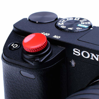 Picture of VKO Camera Soft Release Shutter Button Cap Compatible with Sony ZV-1 ZV1 RX100M7 RX100M6 RX100M5 RX100M4 RX100M3 A6000 A6100 A6300 A6400 A7R A7S A7 Flat Surface Shutter Button Cameras Red(2 Pack)