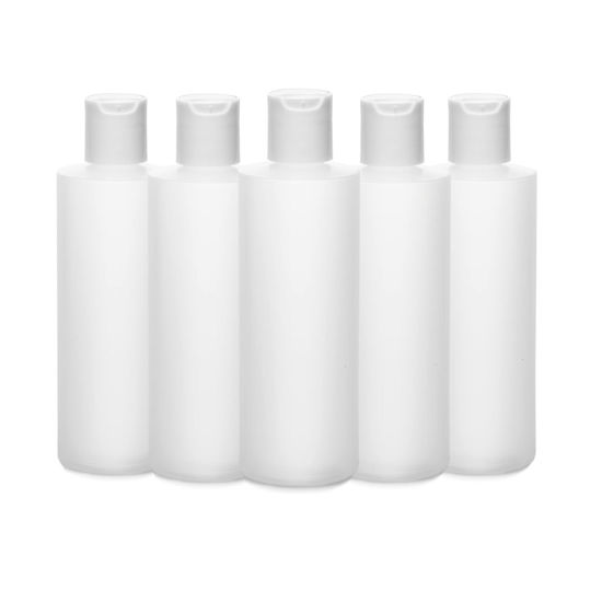 Picture of THNK, Plastic Bottle Squeeze Containers with Disc Top, Reusable, Refillable, Perfect for Hand Sanitizers, Lotions, Shampoo, Conditioner, and On-The-Go Liquids (5-Pack, 8-oz)