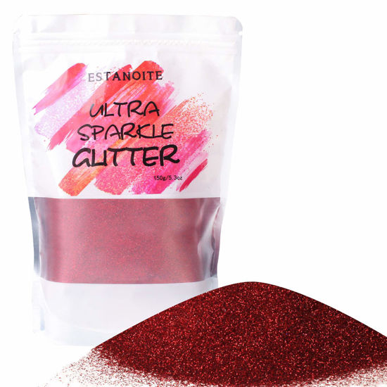 Picture of 150g Extra Fine Holographic Cosmetic Glitter, Ultra Fine Glitter Powder for Resin, Tumblers, Makeup Face Eye Hair Body, Crafts Painting Arts, Nail Art DIY Decoration (Holo Red)